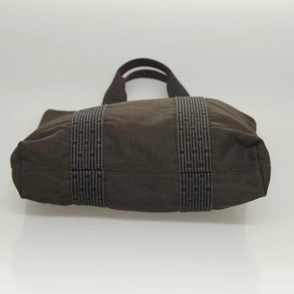 HERMES Her Line Kabas Tote Bag Canvas Gray Silver Auth BA3817 - Picture 7 of 16